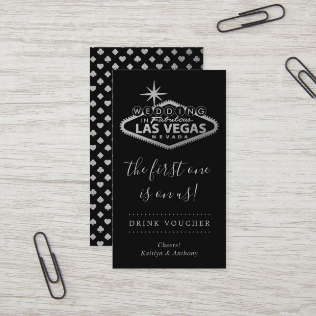 Carte De Visite Elégant Las Vegas Destination Mariage Boire billet (Devant/Arrière en situation)