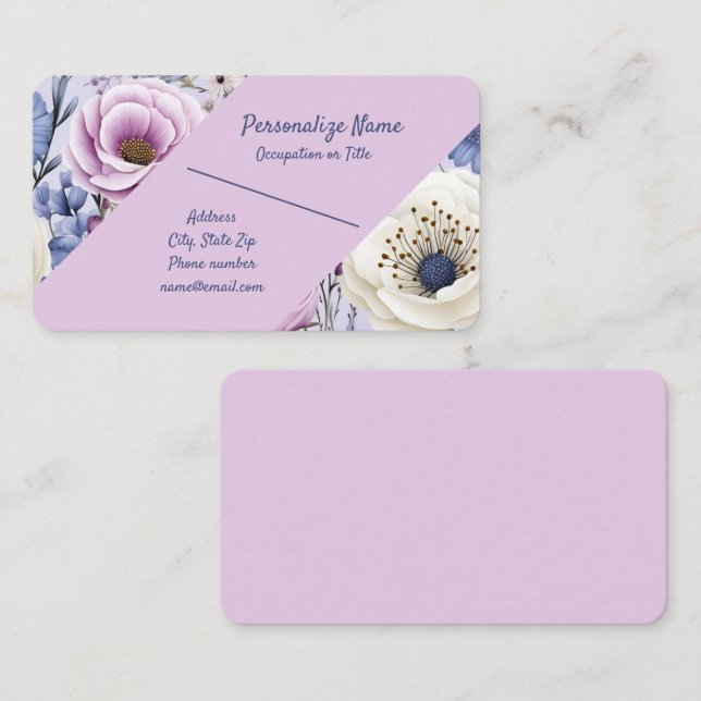 Carte De Visite Élégant Lavande Fleur Jardin Floral Thème (Devant / Derrière)
