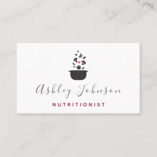 Carte De Visite Élégant Légumes propres et Pot nutritionniste blan