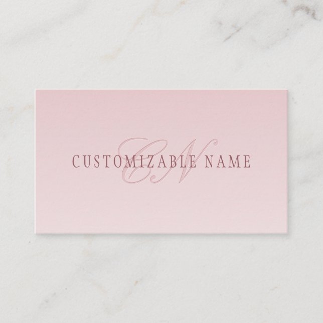 Carte De Visite Élégant lettrage et monogramme | Rose Ombre (Devant)