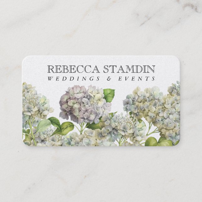 Carte De Visite Élégant Lilac Hydrangea Floral Professionnel (Devant)