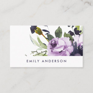 CARTE DE VISITE ÉLÉGANT LILAC PURPLE ROSE PEONY FLORAL BUNCH
