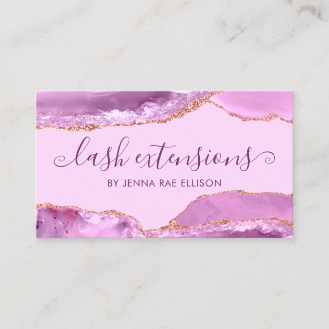 Carte De Visite Élégant Lilac violet Marbre Agate Extension Lash (Devant)