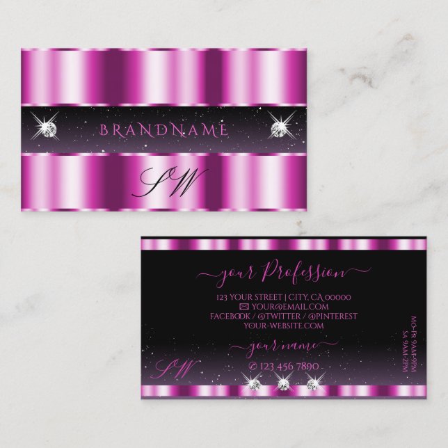 Carte De Visite Élégant Lilac violet noir étincelant Bijoux Initia (Devant / Derrière)