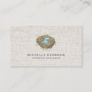 Carte De Visite Elégant Linge Revêtement Oiseau Nest Professionnel