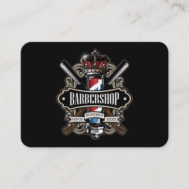 Carte De Visite Élégant logo Barbershop Personnaliser (Devant)