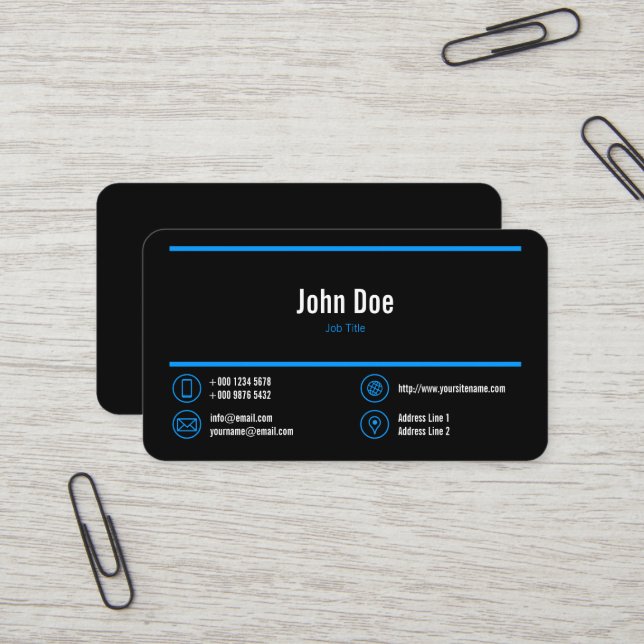 Carte De Visite Élégant logo d'entreprise Lignes bleues Icônes ble (Devant/Arrière en situation)