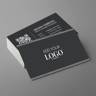 Carte De Visite Élégant Logo d'entreprise moderne QR Code Grec Mea