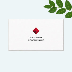 Carte De Visite Élégant logo diamant bordeaux sur fond blanc