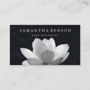 Carte De Visite Élégant Logo Fleur de Lotus Noir & Blanc Yoga