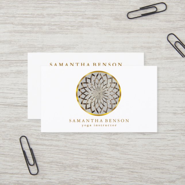 Carte De Visite Élégant Logo Lotus Or Moderne Stylish Cuivre (Devant/Arrière en situation)