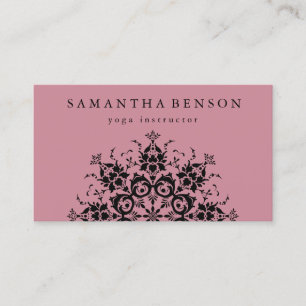Carte De Visite Élégant logo noir et blanc Fleur Yoga