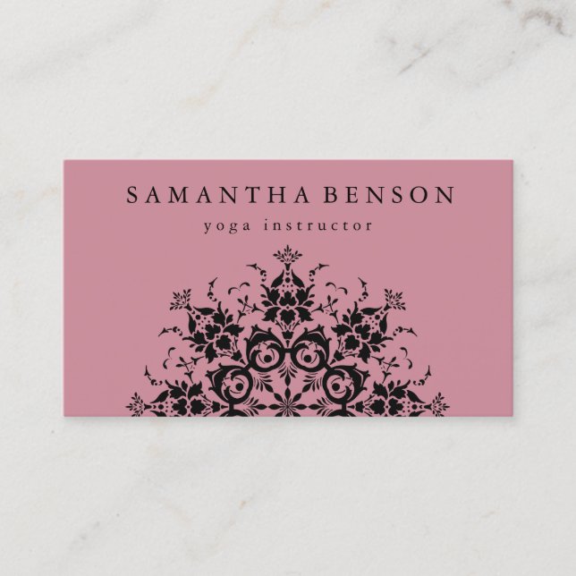 Carte De Visite Élégant logo noir et blanc Fleur Yoga (Devant)
