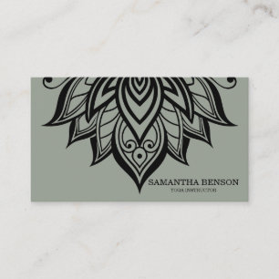 Carte De Visite Élégant logo noir et blanc Fleur Yoga
