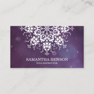 Carte De Visite Élégant logo noir et blanc Fleur Yoga