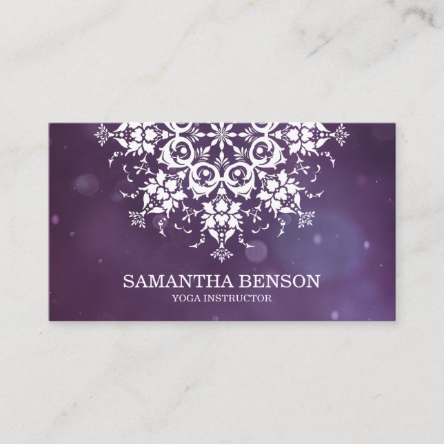Carte De Visite Élégant logo noir et blanc Fleur Yoga (Devant)