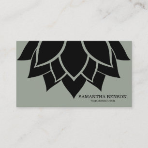 Carte De Visite Élégant logo noir et blanc Fleur Yoga