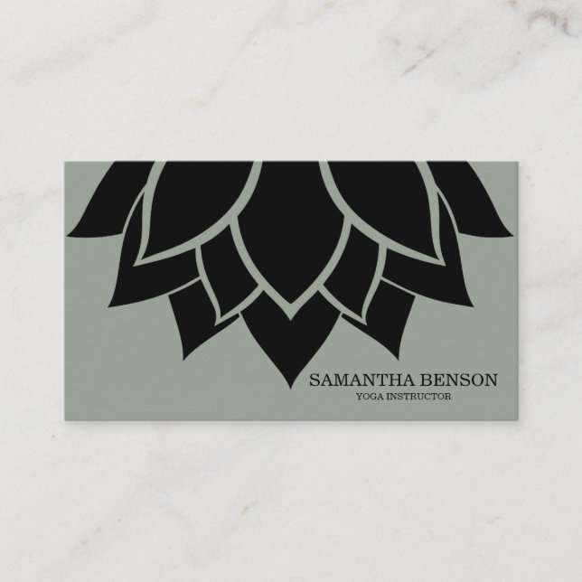 Carte De Visite Élégant logo noir et blanc Fleur Yoga (Devant)