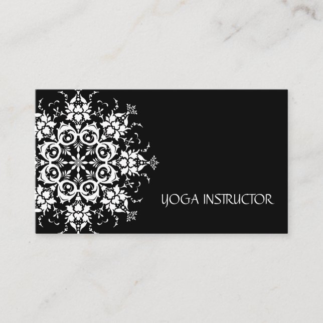 Carte De Visite Élégant logo noir et blanc Fleur Yoga (Devant)
