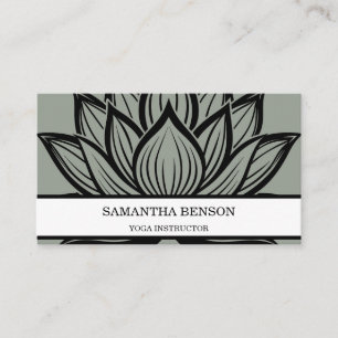 Carte De Visite Élégant logo noir et blanc Fleur Yoga