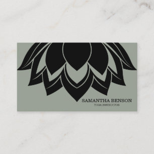 Carte De Visite Élégant logo noir et blanc Fleur Yoga