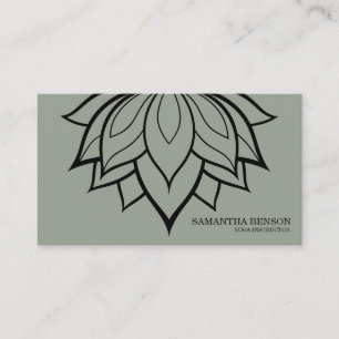 Carte De Visite Élégant logo noir et blanc Fleur Yoga
