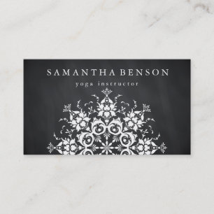 Carte De Visite Élégant logo noir et blanc Fleur Yoga