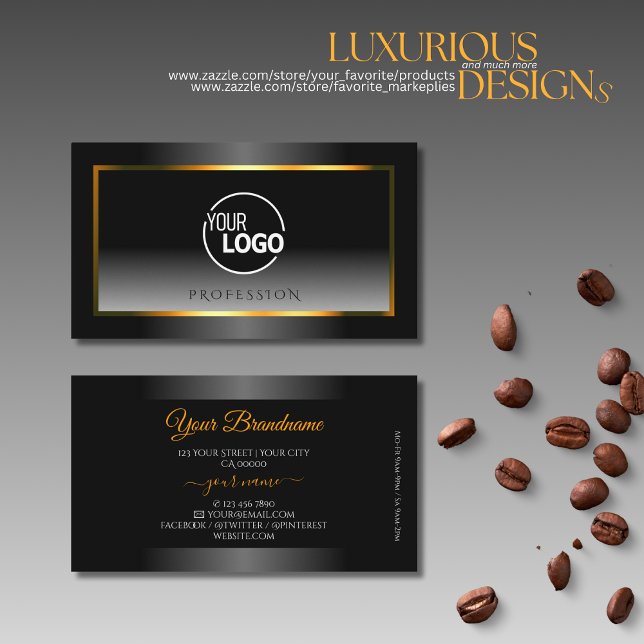 Carte De Visite Élégant logo orange noir et blanc (Créateur téléchargé)