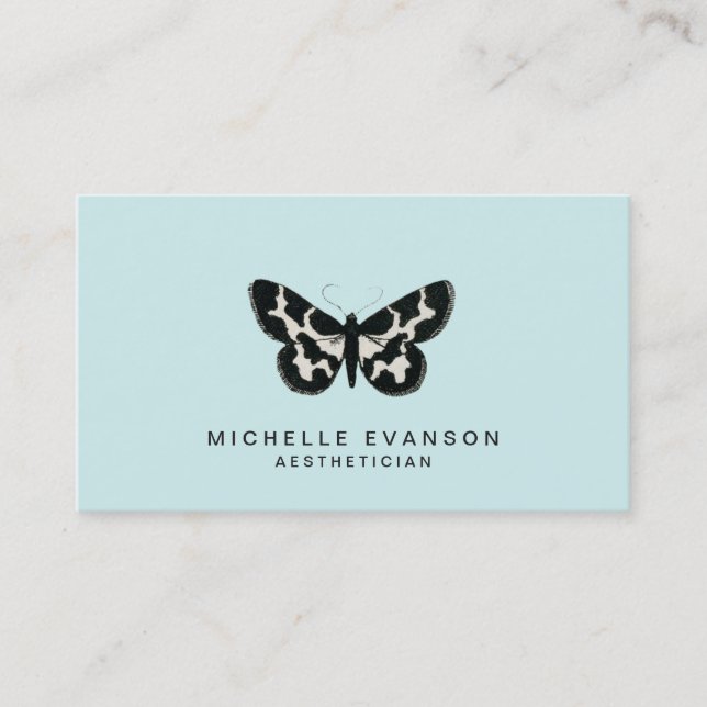 Carte De Visite Élégant logo papillon Mint Green (Devant)