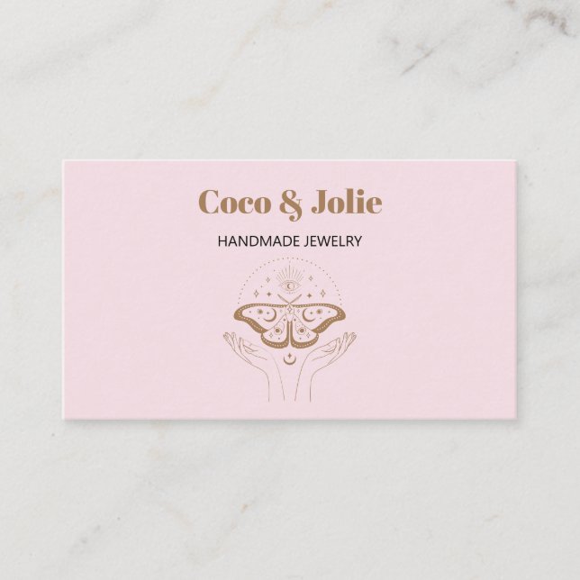 Carte De Visite Élégant logo personnalisé Bleu rose papillon mysti (Devant)