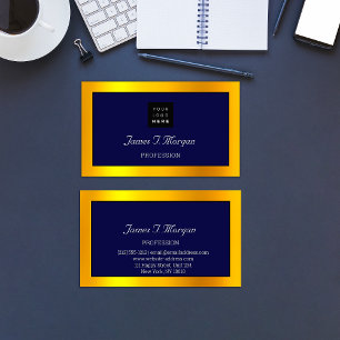 Carte De Visite Élégant logo professionnel encadré Marine White Go