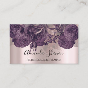 Carte De Visite Élégant logo Rose violet Planificateur d'événement