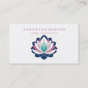 Carte De Visite Élégant Lotus blanc moderne logo Fleur Yoga