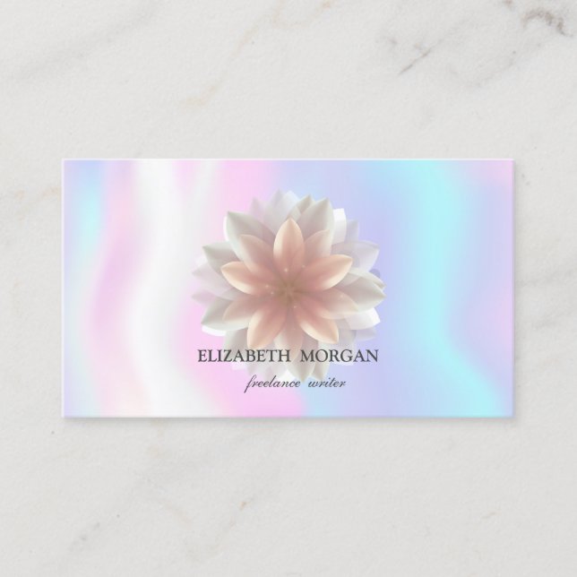 Carte De Visite Élégant Lotus Blanc Professionnel, Holographique (Devant)