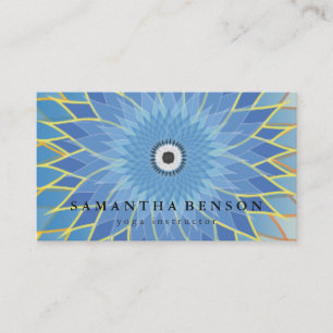 Carte De Visite Élégant Lotus Bleu Lotus Logo Yoga