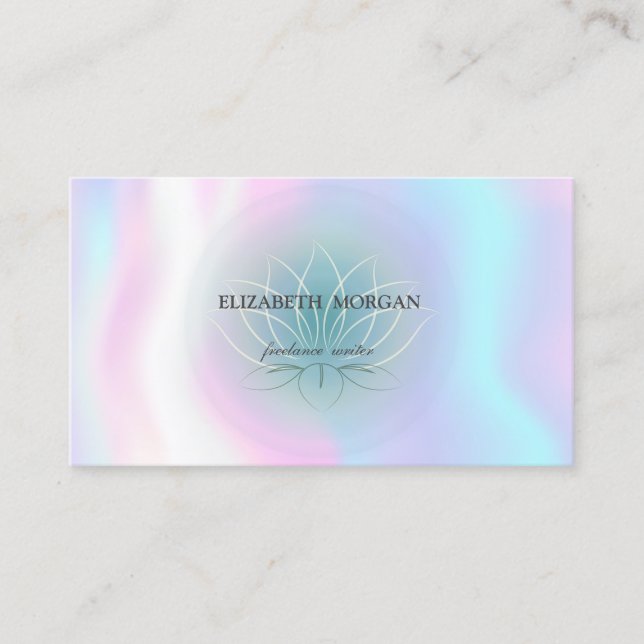 Carte De Visite Élégant Lotus Bleu Professionnel, Holographique (Devant)