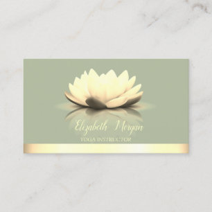 Carte De Visite Élégant Lotus Cool Doré Rayure Yoga Vert