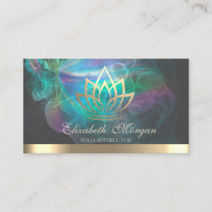 Carte De Visite Élégant Lotus Doré,Encre Holographique Yoga