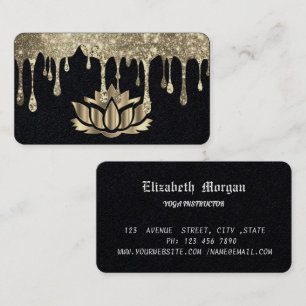 Carte De Visite Elégant Lotus Doré Fleur Yoga