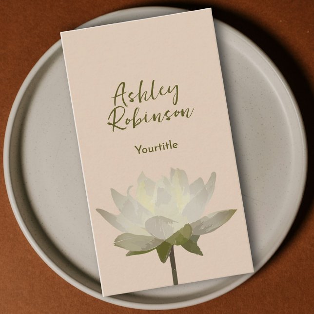 Carte De Visite Elégant lotus fleur boho pastel terthy code QR (Elegant lotus flower boho pastel earthy QR code Business Card)