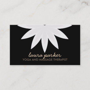 Carte De Visite Élégant Lotus Fleur Noir Yoga Soigner la santé
