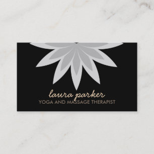 Carte De Visite Élégant Lotus Fleur Noir Yoga Soigner la santé