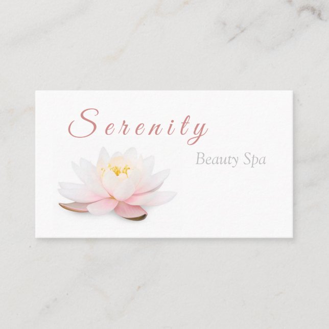 Carte De Visite Élégant Lotus Flower Blush rose & blanc Spa de bea (Devant)