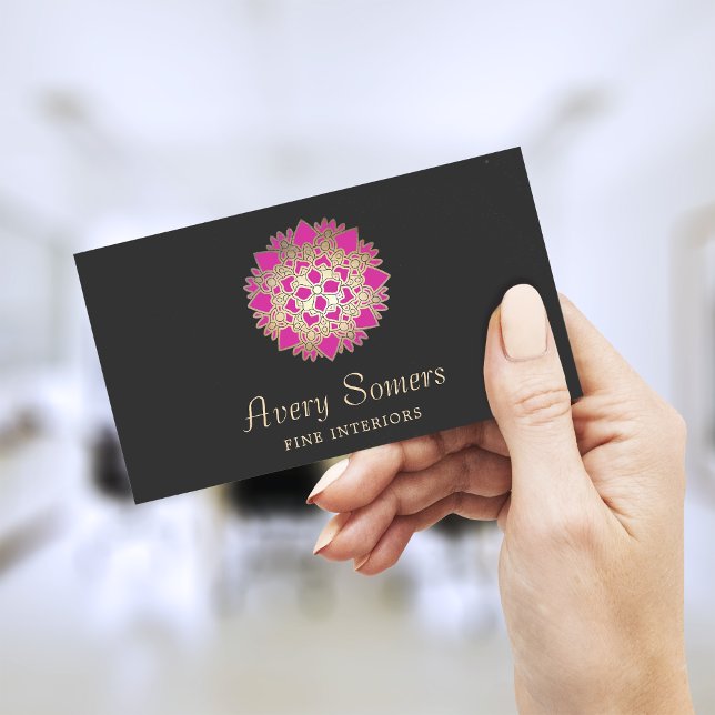 Carte De Visite Élégant Lotus Flower Designer d'intérieur Business (Créateur téléchargé)