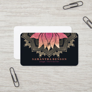 Carte De Visite Élégant Lotus Flower Mandala Logo Yoga Instructeur