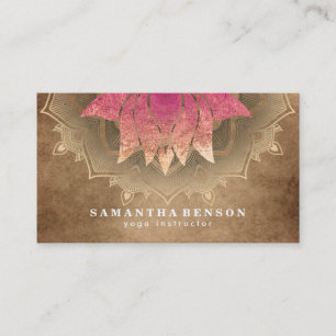 Carte De Visite Élégant Lotus Flower Mandala Logo Yoga Instructeur