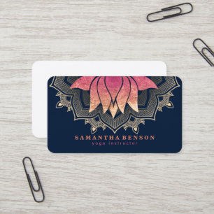 Carte De Visite Élégant Lotus Flower Mandala Logo Yoga Instructeur