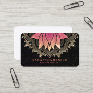 Carte De Visite Élégant Lotus Flower Mandala Logo Yoga Instructeur