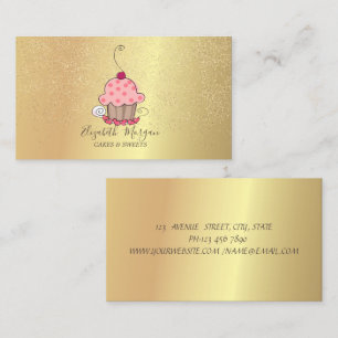 Carte De Visite Elégant Lotus Gold Confetti Cupcake