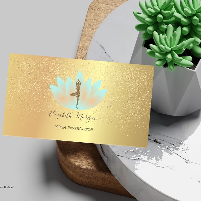 Carte De Visite Elégant Lotus Gold Confetti Yoga Parties scintilla (Créateur téléchargé)